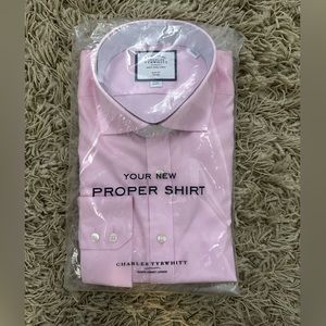 NWT Charles Tyrwhitt Men’s Pink Slim Fit Dress Shirt 17/35